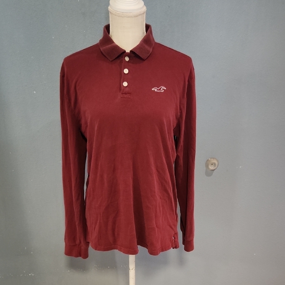 Hollister Y2K Vintage 3 Button Down Long Sleeve Polo Preppy 100% Cotton Shirt